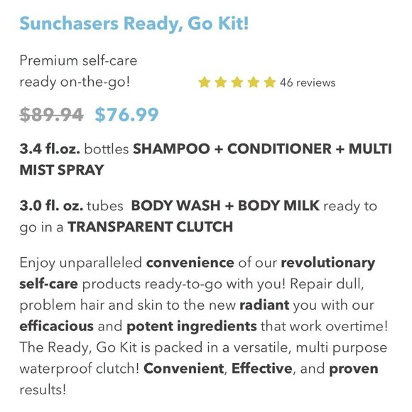 NEW Oneiro Vegan Hypo Allergenic Travel 5 Piece Set - Shampoo, Conditioner, Loti - Picture 7 of 10